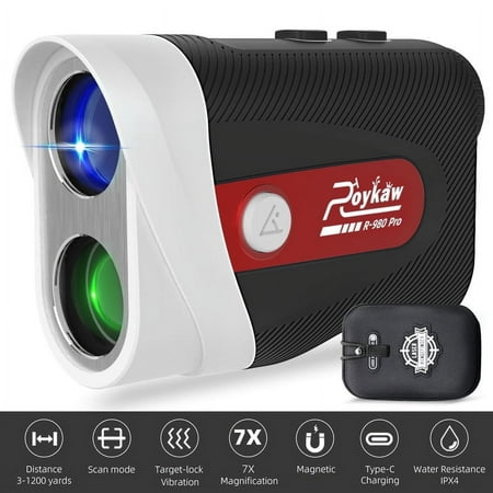 Roykaw Golf Rangefiner w/Magnet, 1200 Yards Range Finder, Rechargeable 7X Magnification, Waterproof