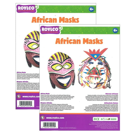 Roylco African Masks Grade K-4th 20 Per Pack 2 Packs (R-52010-2)