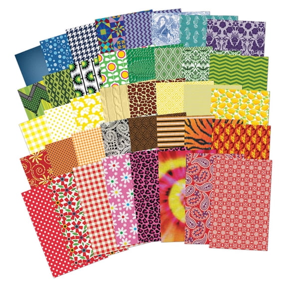 Roylco All Kinds of Fabric Paper - 40 Textile Designs, 200 Sheets for Crafts, Collages, Paper Dolls & Classroom Art Projects, 5.5" x 8.5"