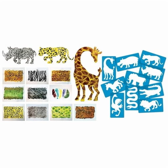 Roylco Animal Kingdom Stencils & Rubbing Plates Set (20 Count)