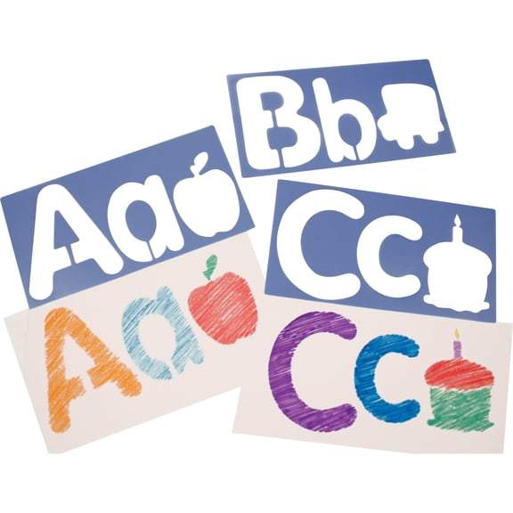 Roylco, RYLR5618, Big Alphabet and Picture Stencils, 26 / Pack, Blueberry