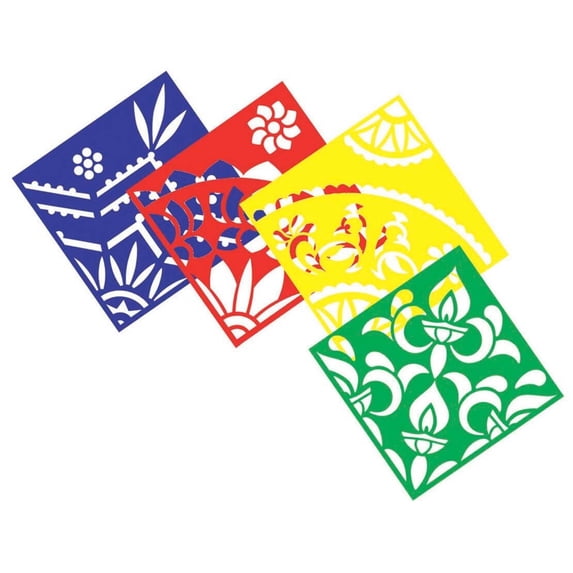 Roylco Classic Rangoli Mega Stencil Set - 11 x 11 Inches Traditional Indian Pattern Templates for Art, Crafts & Cultural Activities - 4 Reusable Stencils for Kids & Adults