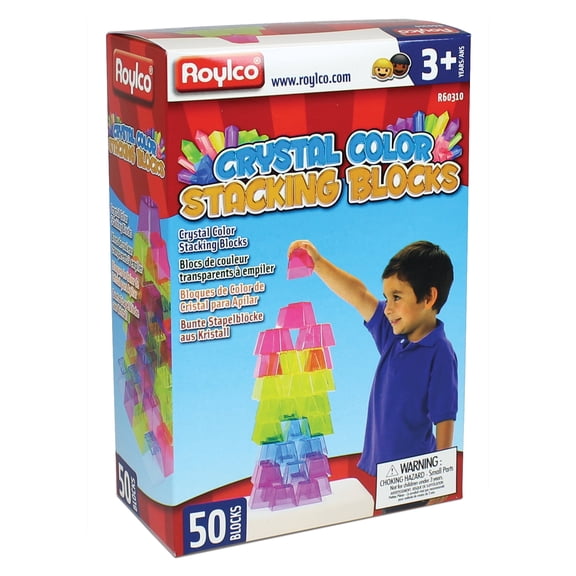 Roylco Crystal Color Stacking Blocks Sensory Color Mixing 50 Pieces