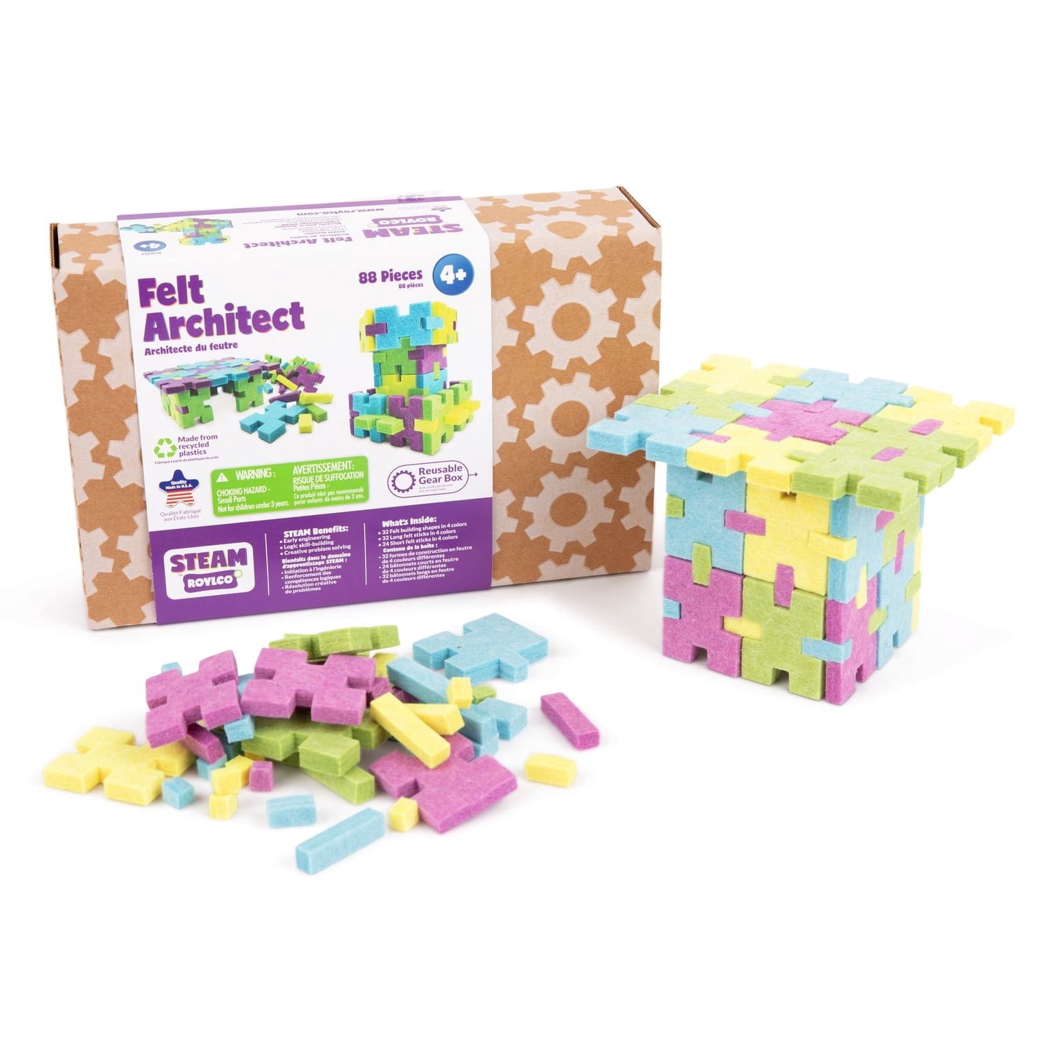 Roylco Felt Architect Building Set – Soft Felt Construction Pieces for Creative Design, STEM & STEAM Learning, Open-Ended Building Play for Kids