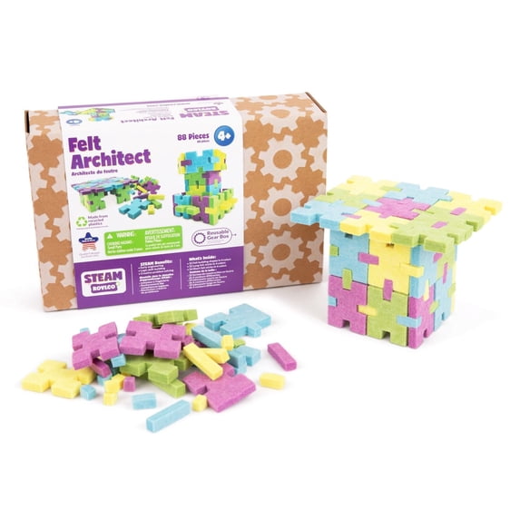Roylco Felt Architect Building Set – Soft Felt Construction Pieces for Creative Design, STEM & STEAM Learning, Open-Ended Building Play for Kids