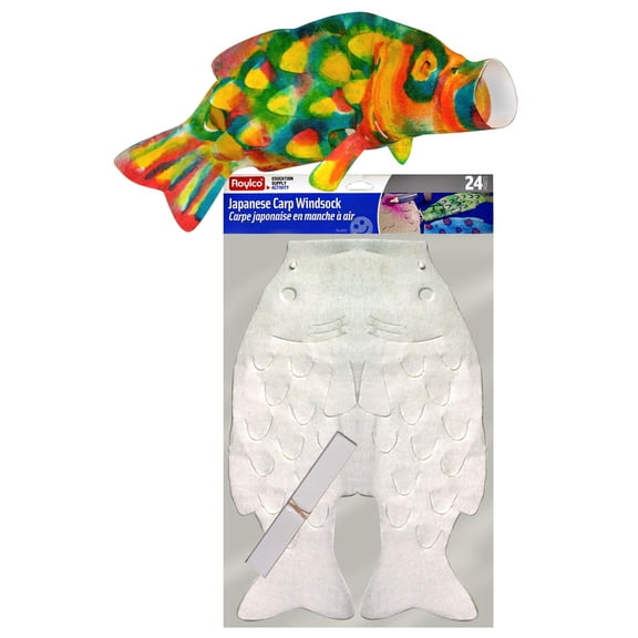 Roylco Japanese Carp Wind Sock Activity Kit, 6" x 10", Pack of 24