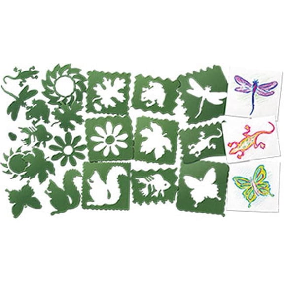 Roylco Nature Stencils for Kids - 10 Piece Green Drawing Templates Set - Assorted Sizes Leaf & Nature Shapes for Art, Crafts, Classroom Activities - Educational STEM Learning Tools