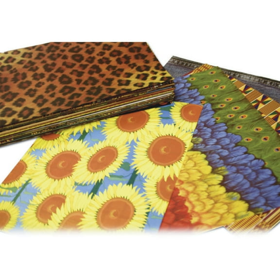 Roylco Patterned Paper Classpack - 248 Double-Sided Decorative Craft Papers for Classroom Projects, Animal Fabric & Cultural Designs, 8.5 x 11 Inch Sheets