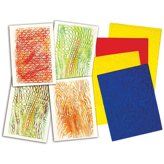 Roylco Texture Rubbing Plates, Pack of 4