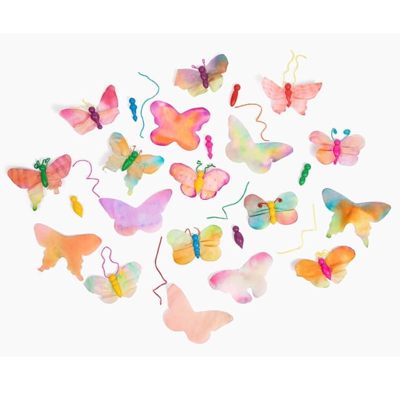 Roylco Butterfly Ornaments Craft Kit - 75 Piece Color Diffusing Paper Wings with Plastic Bodies - Educational Art Project for Kids Ages 4+ - Classroom Decor