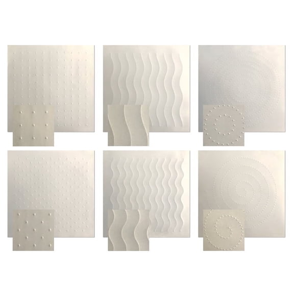 Roylco Sensory Paper - White Embossed Tactile Art Paper for Kids Ages 2+, 6 Textured Designs, 12x12 Inches, Educational Craft Sheets, 36 Pack