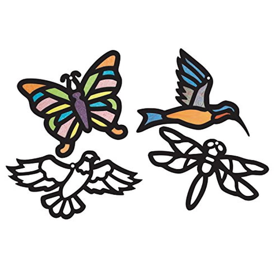 Roylco Stained Glass Frames, 8 X 12 Inches, Birds And Bugs, 24 Sheets