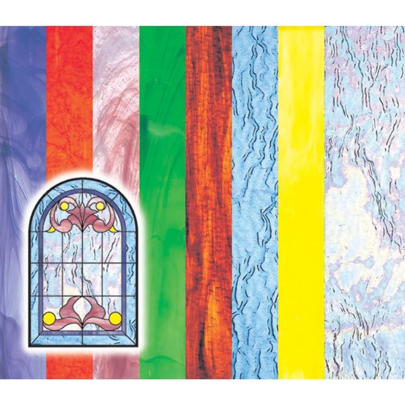 Roylco Stained Glass Paper - Translucent Craft Paper with 8 Authentic Textures for Sun Catchers & Window Clings - 5.5" x 8.5" Sheets - Pack of 24