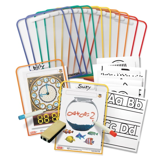 Roylco Wipe Clean Worksheet Covers – Reusable Dry-Erase Covers for Custom Worksheets, Eco-Friendly Practice, Math, Writing & Science Skill Development