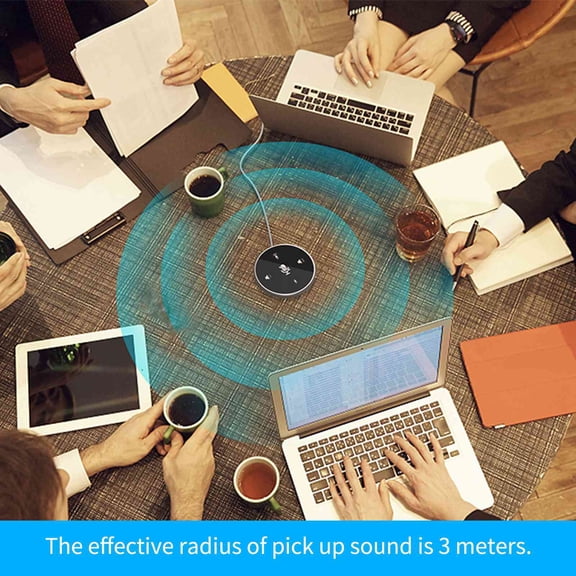 Royliver Desktop Conference Microphone Desktop USB Conference Speakerphone 360 Omnidirectional PC Computer Mic with Volume Adjustment Plug and Play for PC Laptop Small Conference Room Personal Use