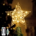 thumbnail image 1 of Roylvan Christmas Star Tree Topper with Remote, 8 Light Modes & Timer, 9.84" Treetop Star Decorative Light, Gold, 1 of 10
