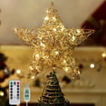 thumbnail image 1 of Roylvan Christmas Star Tree Topper with Remote Control, 8 Light Modes, 9.84" Tree Topper Decorative Light, Gold, 1 of 7