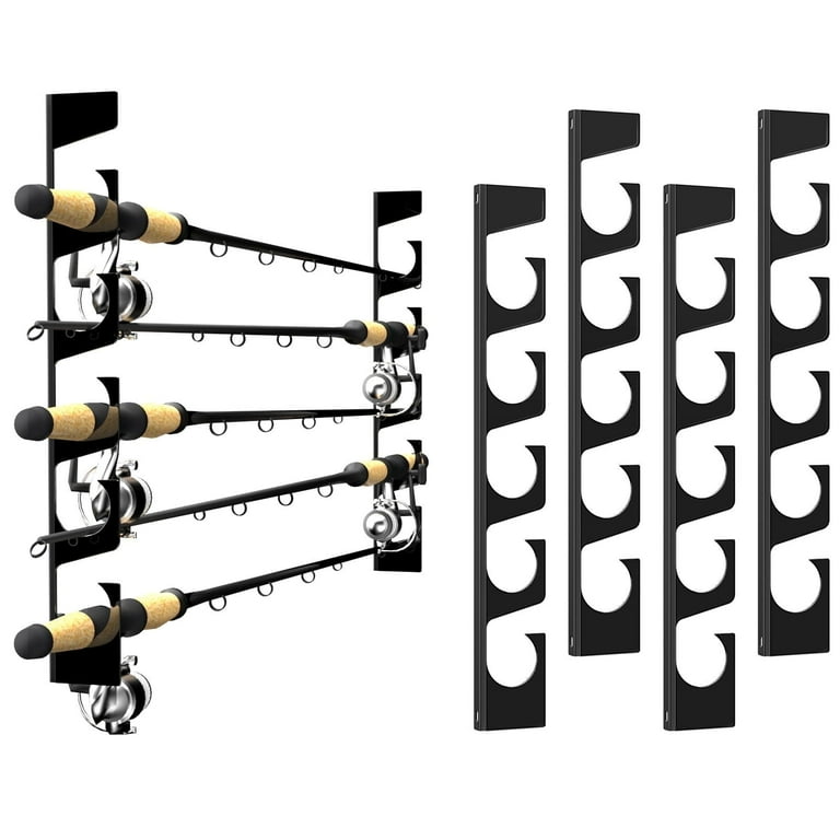 Roylvan 2 pack Fishing Rod Pole Holders for Garage, Wall or Ceiling Mounted, Metal Fishing Pole Racks Holds up to 10 Rod Roylvan 2 pack Fishing Rod Pole Holders for Garage, Wall or Ceiling Mounted, Metal Fishing Pole Racks Holds up to 10 Rod