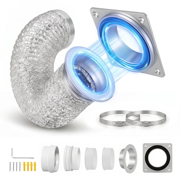 Roylvan Magnetic Dryer Vent Coupling Kit, 4" Leak‑Resistant Magnetic Dryer Connector for Quick Disconnect, with 2 Clamps