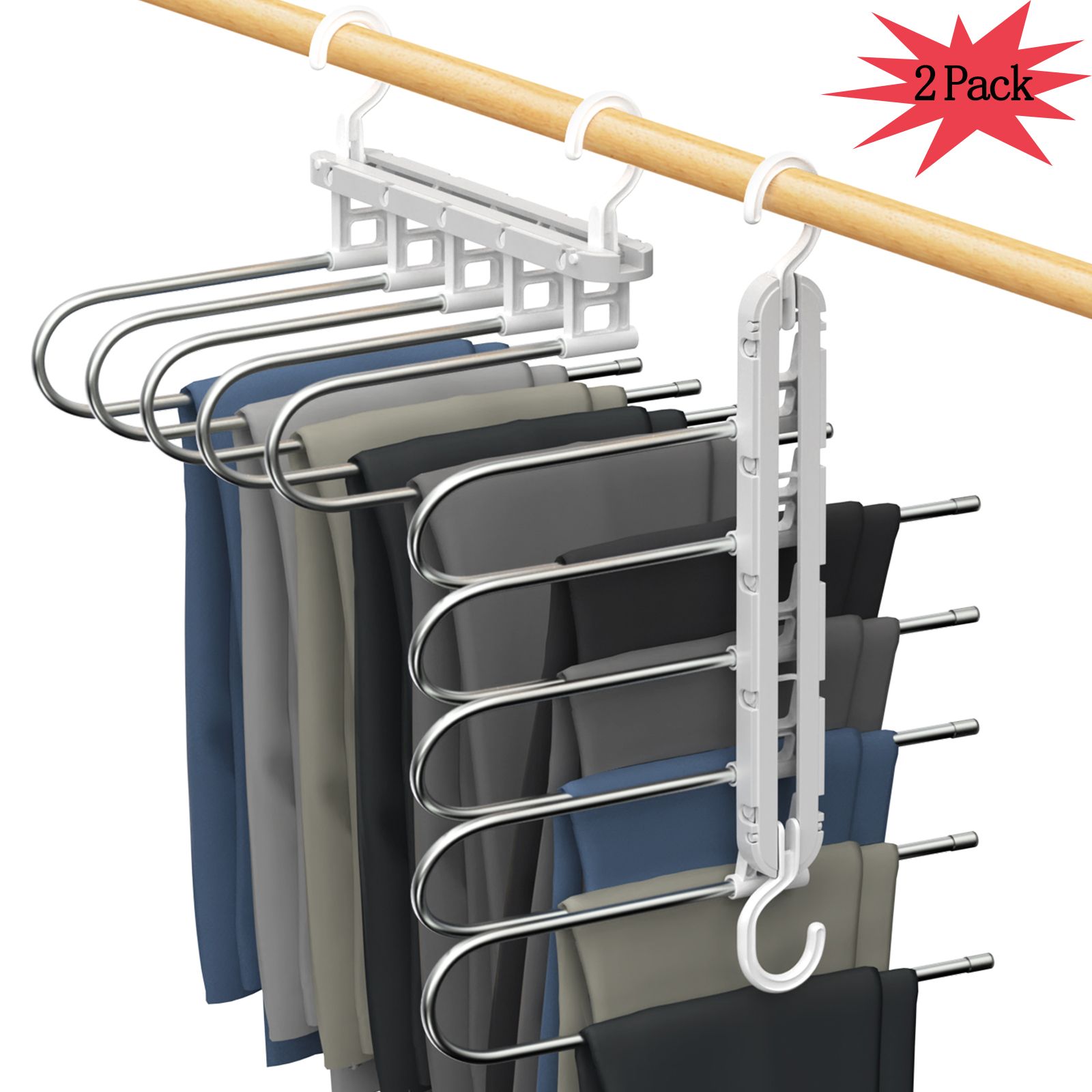 Roylvan Pants Hangers Non Slip Space Saving, 2 Pack Clothes Hanger