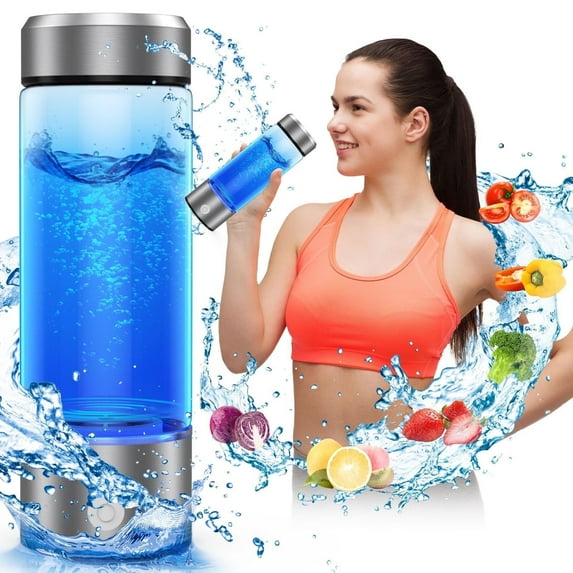 Portable Hydrogen Water Bottle Generator 3Min Quick Electrolysis, Water Ionizer Machine for Office,Daily Drinking, Silver
