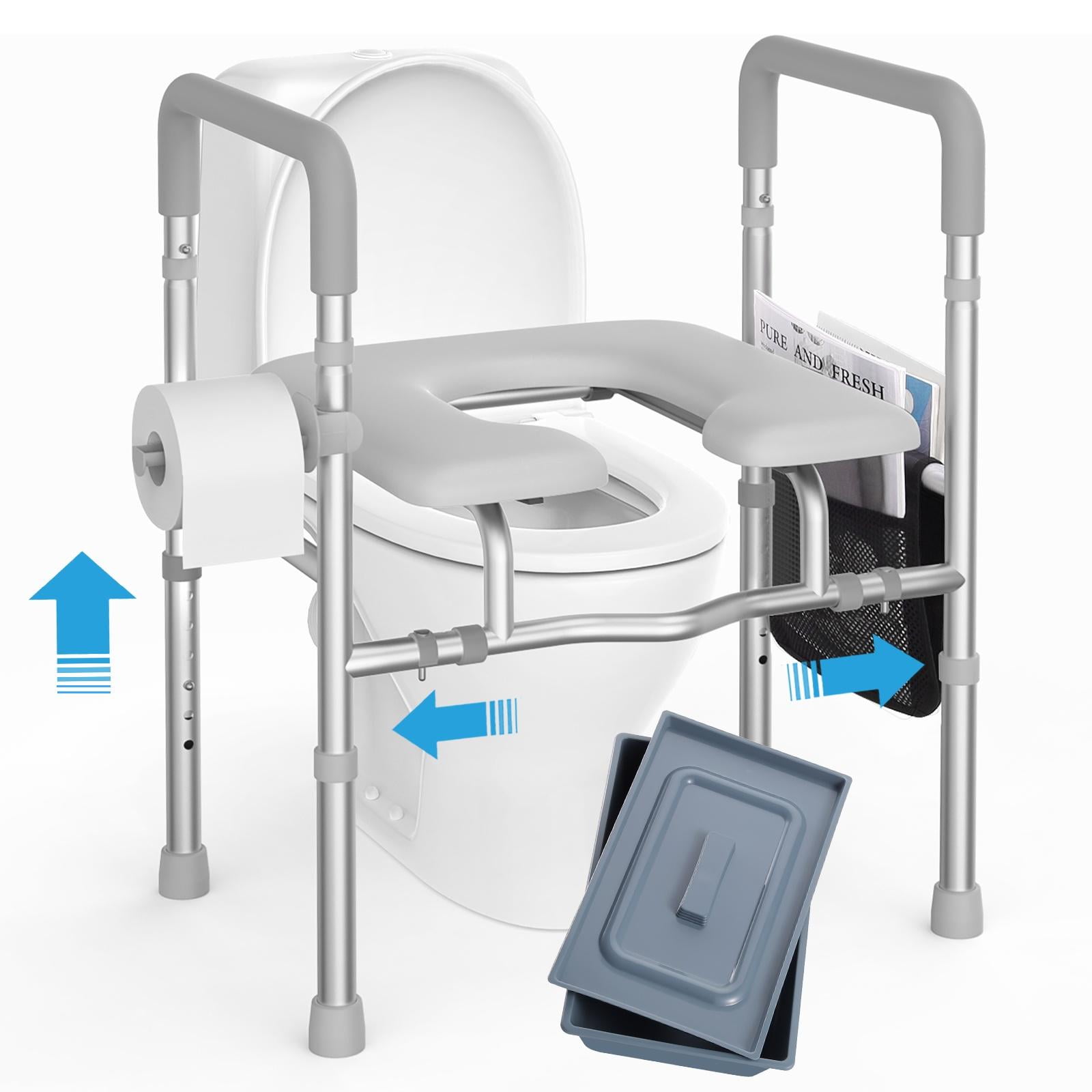 Roylvan Raised Toilet Seat with Handles, 400lbs Adjustable Toilet Padded Chair, Bedside Commode for Elderly Senior