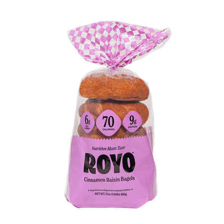 Royo Bread Co Low Carb New York Bagels (6 Bagels) Flavor: Cinnamon Raisin