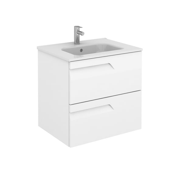 Royo Group 24'' 2 Drawer Vitale White With Ceramic Top And Mirror
