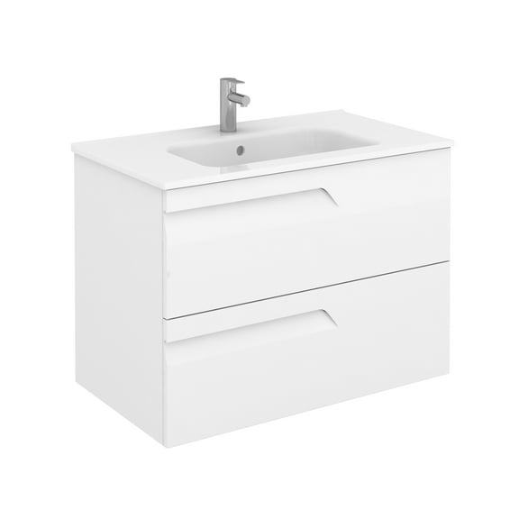 Royo Group 32'' 2 Drawer Vitale White With Ceramic Top And Mirror