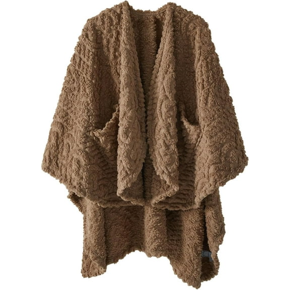 Royoliving Fuzzy Sherpa Wearable Fleece Blanket with Pockets for Adults, Ultra Soft Plush Shawl TV Throw Blankets (Brown, 58"x 64")