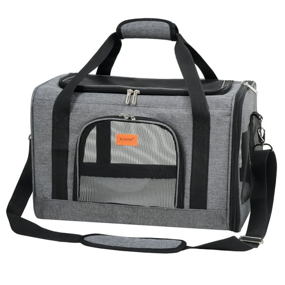 Roypet Pet Carrier for Cats, Puppies up to 15 Lbs, Airline Approved, Collapsible - Gray, 15 Lbs Limit