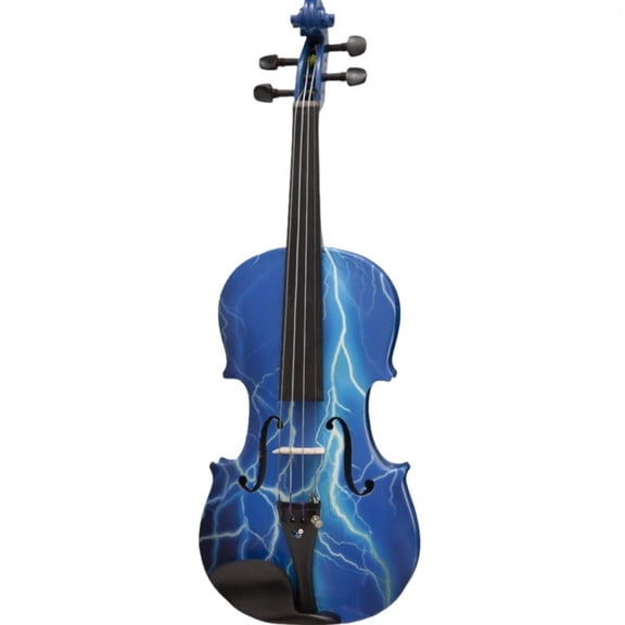 Rozanna's Blue Lightning Violin Outfit w Matching Carbon Fiber Bow Case Crystal Fine Tuners Rosin Strings Set Up