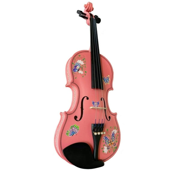 Rozanna's  Butterfly Dream II Pink Violin Outfit w Decorative sides, Pearl Fine Tuners