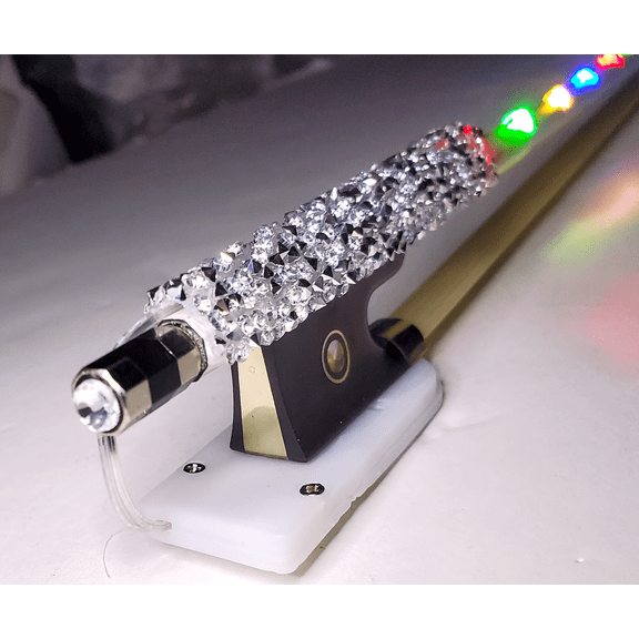 Rozanna's Glow Bow Angel White Carbon Fiber Violin Bow with Bling rhinestone frog