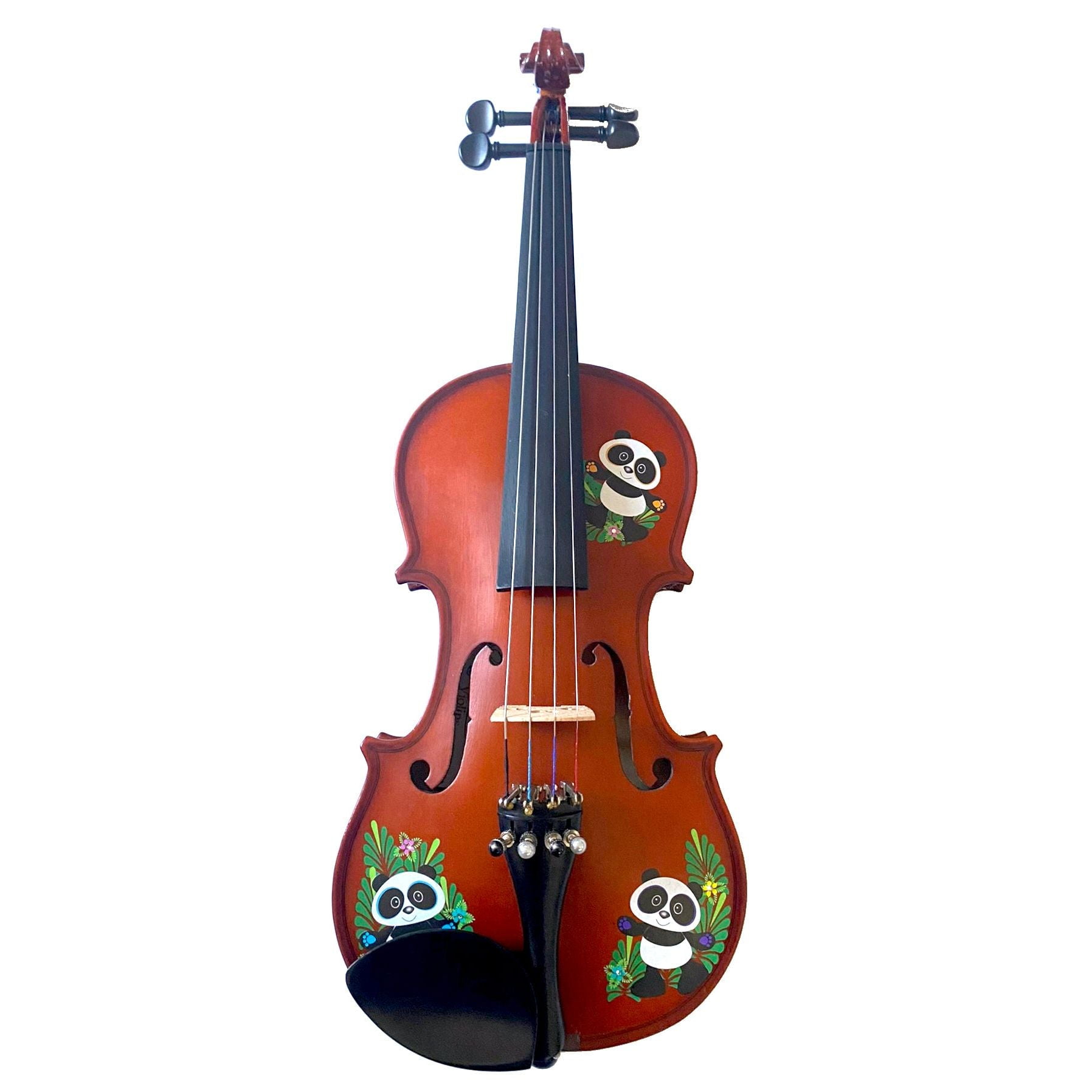 Rozanna's Panda Bear Violin w Stravinsky Quote Brazilwood Bow Case Crystal Fine Tuners Rosin,Strings Set Up