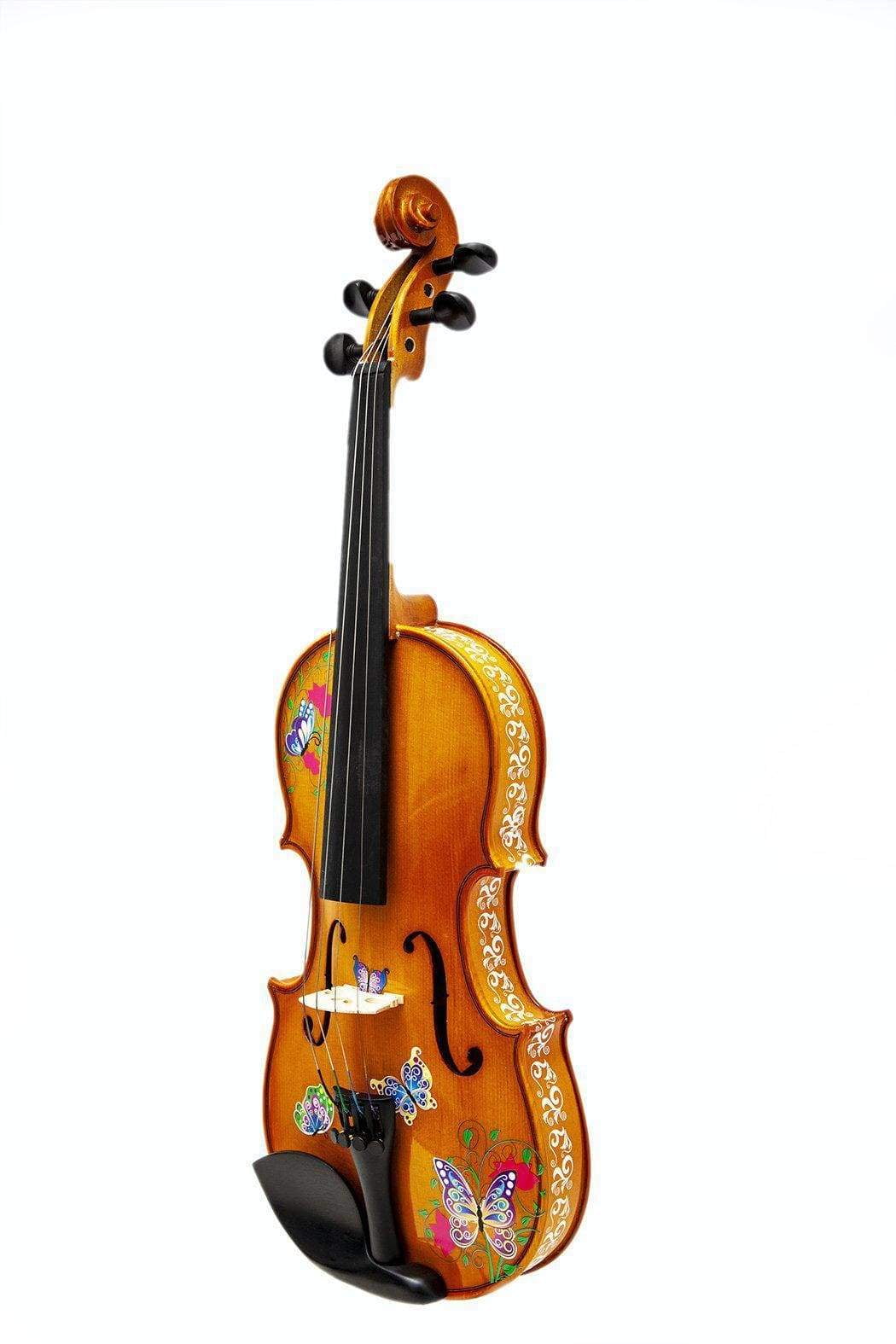 Rozanna's Violins Butterfly Dream II Violin w/ Greco w/ Brazilwood Bow, Case, Crystal Fine Tuners, Rosin, Strings, Set-Up