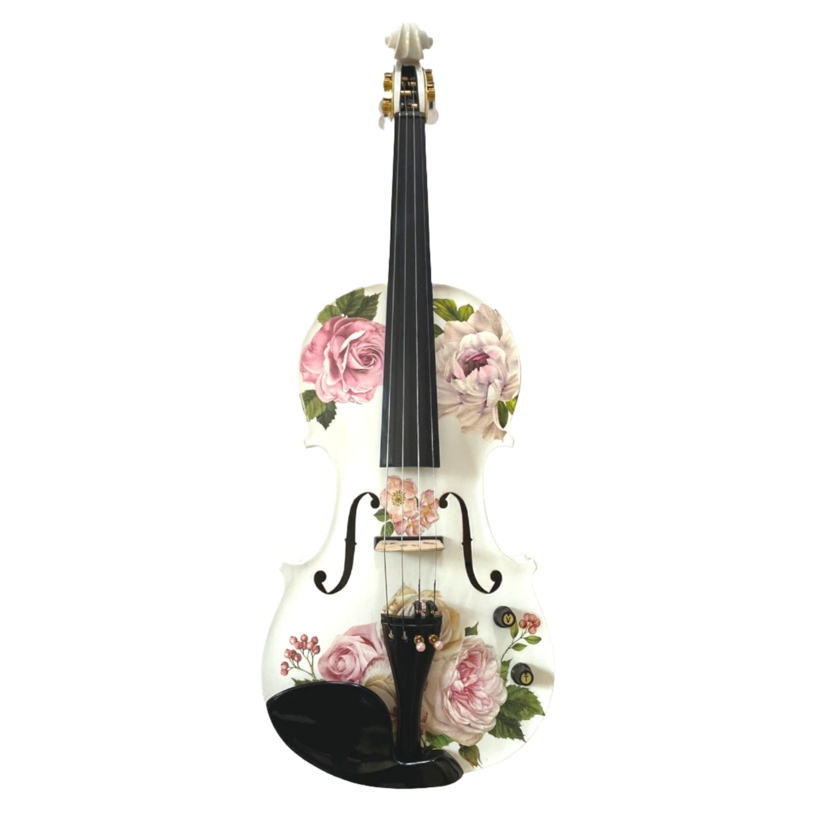 Rozanna's Violins Rose Delight Electro Acoustic Violin Outfit 4/4, White, New