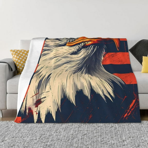 Rozeui American Bald Eagle A for Flannel Blanket, Soft Fuzzy Plush King Blanket for Winter, Thick and Warm All-Season Bed Throw-40"x30"