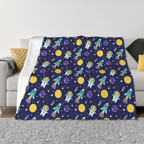 Rozeui Astronaut Corgi for Flannel Blanket, Soft Fuzzy Plush King Blanket for Winter, Thick and Warm All-Season Bed Throw-40"x30"