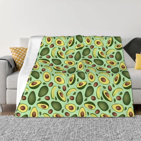 Rozeui Avocado With Seeds for Flannel Blanket, Soft Fuzzy Plush King Blanket for Winter, Thick and Warm All-Season Bed Throw-50"x40"