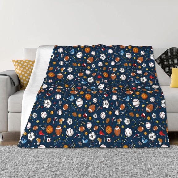 Rozeui Ball Sports for Flannel Blanket, Soft Fuzzy Plush King Blanket for Winter, Thick and Warm All-Season Bed Throw-50"x40"