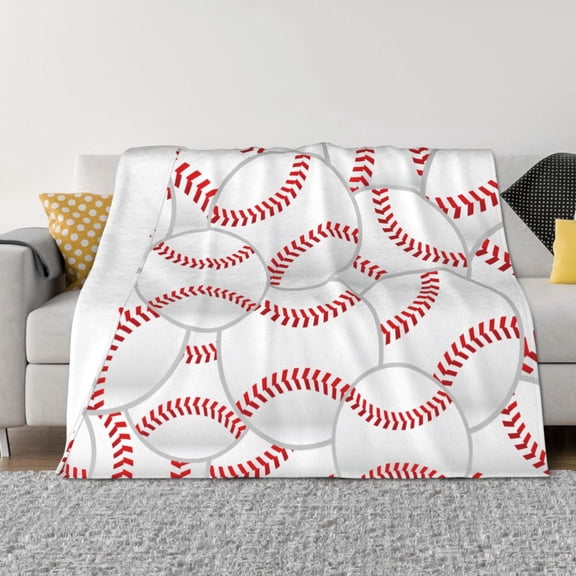 Rozeui Baseballs for Flannel Blanket, Soft Fuzzy Plush King Blanket for Winter, Thick and Warm All-Season Bed Throw-40"x30"