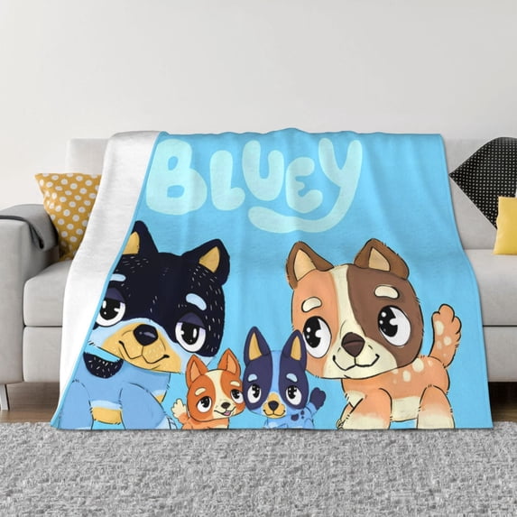 Rozeui Bluey for Flannel Blanket, Soft Fuzzy Plush King Blanket for Winter, Thick and Warm All-Season Bed Throw-40"x30"