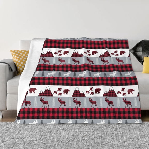 Rozeui Buffalo Plaid Forest for Flannel Blanket, Soft Fuzzy Plush King Blanket for Winter, Thick and Warm All-Season Bed Throw-40"x30"