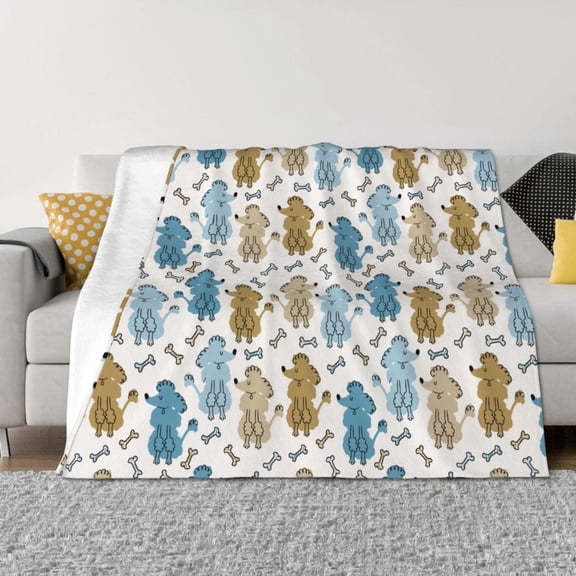 Rozeui Cartoon Poodle Dog for Flannel Blanket, Soft Fuzzy Plush King Blanket for Winter, Thick and Warm All-Season Bed Throw-40"x30"