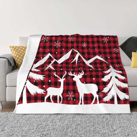 Rozeui Christmas Buffalo Plaid for Flannel Blanket, Soft Fuzzy Plush King Blanket for Winter, Thick and Warm All-Season Bed Throw-40"x30"