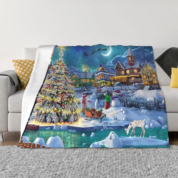 Rozeui Christmas Tree for Flannel Blanket, Soft Fuzzy Plush King Blanket for Winter, Thick and Warm All-Season Bed Throw-40"x30"