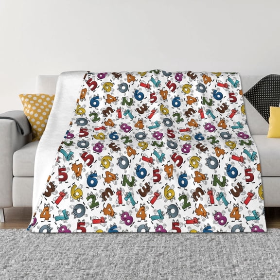Rozeui Colorful Numbers for Flannel Blanket, Soft Fuzzy Plush King Blanket for Winter, Thick and Warm All-Season Bed Throw-50"x40"