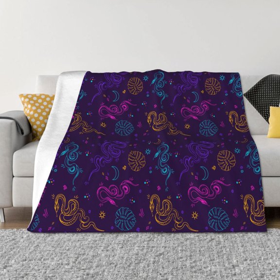 Rozeui Colorful Snake for Flannel Blanket, Soft Fuzzy Plush King Blanket for Winter, Thick and Warm All-Season Bed Throw-40"x30"
