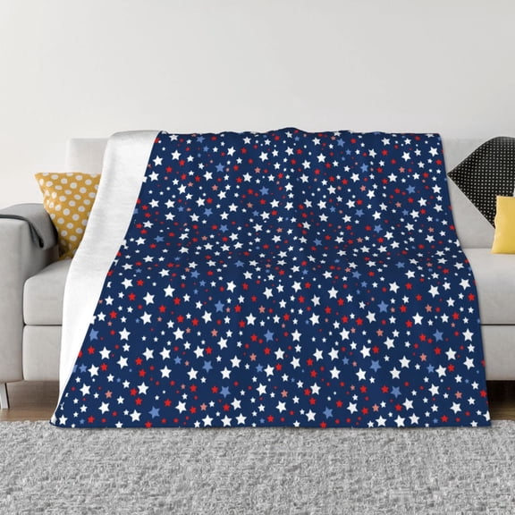 Rozeui Colorful Stars for Flannel Blanket, Soft Fuzzy Plush King Blanket for Winter, Thick and Warm All-Season Bed Throw-40"x30"